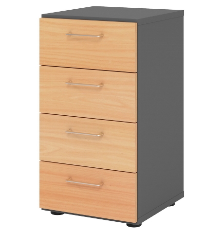 Hammerbacher Schubladenschrank 938S4 Advanced 9 Regal 3OH 4 Schübe +1 Ordnerhöhe (BxTxH) 80x41,7x110cm Graphit/Asteiche