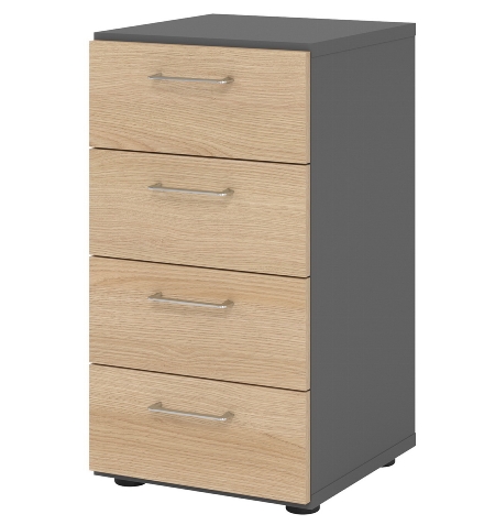 Hammerbacher Schubladenschrank 938S4 Advanced 9 Regal 3OH 4 Schübe +1 Ordnerhöhe (BxTxH) 80x41,7x110cm Graphit/Asteiche