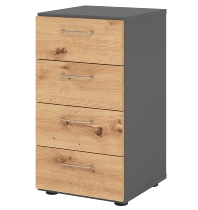 Hammerbacher Schubladenschrank 938S4 Advanced 9 Regal 3OH 4 Schübe +1 Ordnerhöhe (BxTxH) 80x41,7x110cm Graphit/Asteiche