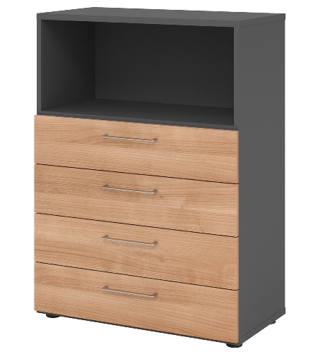 Hammerbacher Schubladenschrank 938S4 Advanced 9 Regal 3OH 4 Schübe +1 Ordnerhöhe (BxTxH) 80x41,7x110cm Graphit/Asteiche