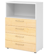 Hammerbacher Schubladenschrank 938S4 Advanced 9 Regal 3OH 4 Schübe +1 Ordnerhöhe (BxTxH) 80x41,7x110cm Graphit/Asteiche