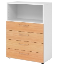 Hammerbacher Schubladenschrank 938S4 Advanced 9 Regal 3OH 4 Schübe +1 Ordnerhöhe (BxTxH) 80x41,7x110cm Graphit/Asteiche