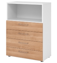 Hammerbacher Schubladenschrank 938S4 Advanced 9 Regal 3OH 4 Schübe +1 Ordnerhöhe (BxTxH) 80x41,7x110cm Graphit/Asteiche