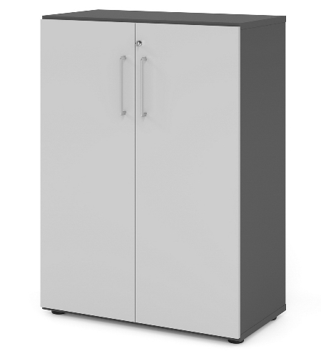 Hammerbacher Flügeltürenschrank 968T6 Advanced 9 "Klick" 6OH (BxTxH) 80x41,7x215,6cm Weiß/Beton