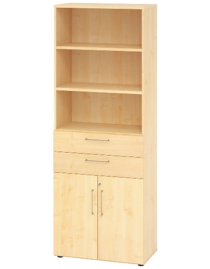 Hammerbacher Kombischrank 968T2 Advanced 9 Regal 6OH Tür 2OH Regal 4OH (BxTxH) 80x42x215,6cm Weiß/Asteiche