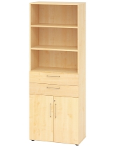 Hammerbacher Kombischrank 968T2 Advanced 9 Regal 6OH Tür 2OH Regal 4OH (BxTxH) 80x42x215,6cm Weiß/Asteiche