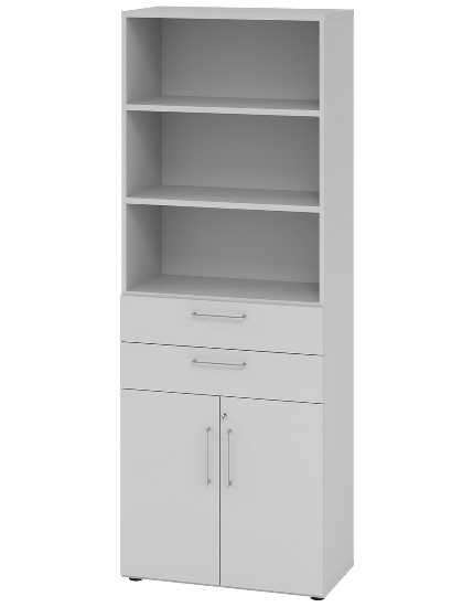 Hammerbacher Kombischrank 968T2 Advanced 9 Regal 6OH Tür 2OH Regal 4OH (BxTxH) 80x42x215,6cm Weiß/Asteiche