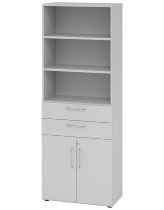 Hammerbacher Kombischrank 968T2 Advanced 9 Regal 6OH Tür 2OH Regal 4OH (BxTxH) 80x42x215,6cm Weiß/Asteiche