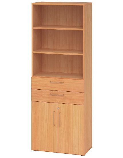 Hammerbacher Kombischrank 968T2 Advanced 9 Regal 6OH Tür 2OH Regal 4OH (BxTxH) 80x42x215,6cm Weiß/Asteiche