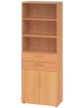 Hammerbacher Kombischrank 968T2 Advanced 9 Regal 6OH Tür 2OH Regal 4OH (BxTxH) 80x42x215,6cm Weiß/Asteiche