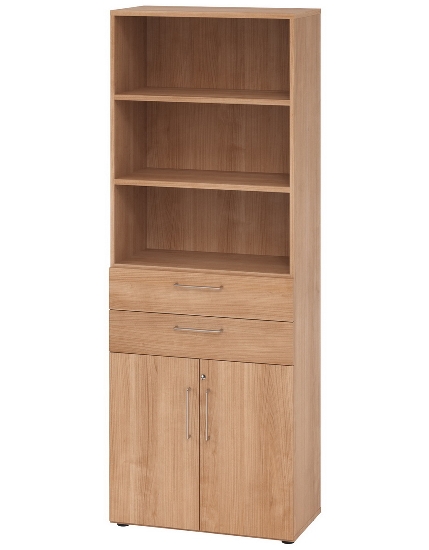 Hammerbacher Kombischrank 968T2 Advanced 9 Regal 6OH Tür 2OH Regal 4OH (BxTxH) 80x42x215,6cm Weiß/Asteiche