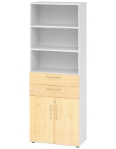 Hammerbacher Kombischrank 968T2 Advanced 9 Regal 6OH Tür 2OH Regal 4OH (BxTxH) 80x42x215,6cm Weiß/Asteiche