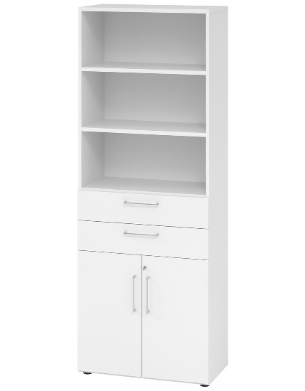 Hammerbacher Kombischrank 968T2 Advanced 9 Regal 6OH Tür 2OH Regal 4OH (BxTxH) 80x42x215,6cm Weiß/Asteiche