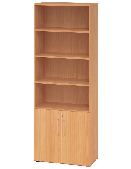 Hammerbacher Kombischrank 968T2 Advanced 9 Regal 6OH Tür 2OH Regal 4OH (BxTxH) 80x42x215,6cm Weiß/Asteiche