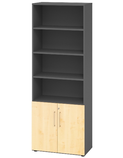 Hammerbacher Kombischrank 968T2 Advanced 9 Regal 6OH Tür 2OH Regal 4OH (BxTxH) 80x42x215,6cm Weiß/Asteiche