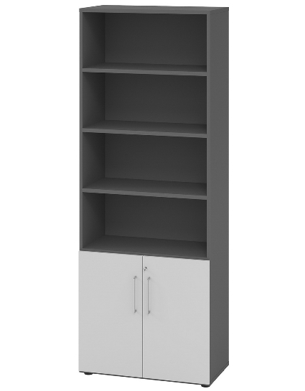 Hammerbacher Kombischrank 968T2 Advanced 9 Regal 6OH Tür 2OH Regal 4OH (BxTxH) 80x42x215,6cm Weiß/Asteiche