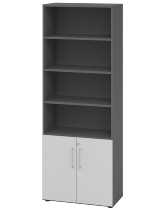 Hammerbacher Kombischrank 968T2 Advanced 9 Regal 6OH Tür 2OH Regal 4OH (BxTxH) 80x42x215,6cm Weiß/Asteiche