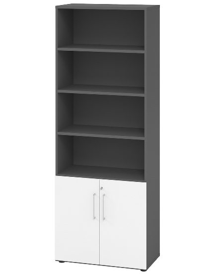 Hammerbacher Kombischrank 968T2 Advanced 9 Regal 6OH Tür 2OH Regal 4OH (BxTxH) 80x42x215,6cm Weiß/Asteiche