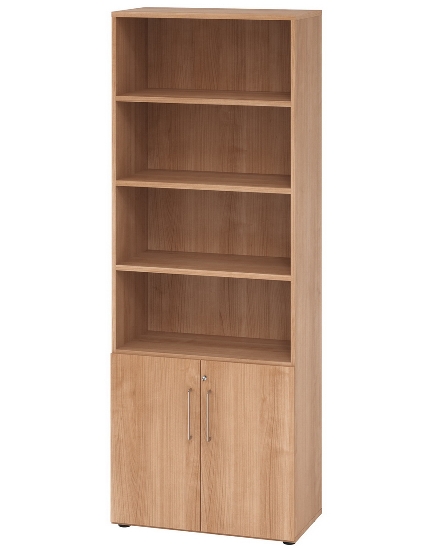Hammerbacher Kombischrank 968T2 Advanced 9 Regal 6OH Tür 2OH Regal 4OH (BxTxH) 80x42x215,6cm Weiß/Asteiche