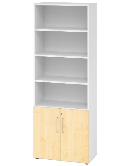 Hammerbacher Kombischrank 968T2 Advanced 9 Regal 6OH Tür 2OH Regal 4OH (BxTxH) 80x42x215,6cm Weiß/Asteiche