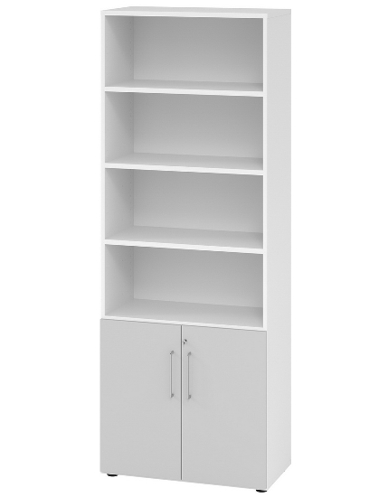 Hammerbacher Kombischrank 968T2 Advanced 9 Regal 6OH Tür 2OH Regal 4OH (BxTxH) 80x42x215,6cm Weiß/Asteiche