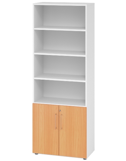 Hammerbacher Kombischrank 968T2 Advanced 9 Regal 6OH Tür 2OH Regal 4OH (BxTxH) 80x42x215,6cm Weiß/Asteiche