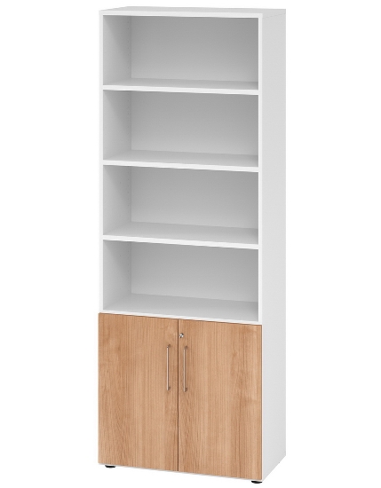 Hammerbacher Kombischrank 968T2 Advanced 9 Regal 6OH Tür 2OH Regal 4OH (BxTxH) 80x42x215,6cm Weiß/Asteiche