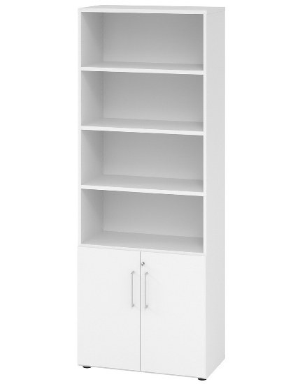 Hammerbacher Kombischrank 968T2 Advanced 9 Regal 6OH Tür 2OH Regal 4OH (BxTxH) 80x42x215,6cm Weiß/Asteiche