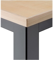 Besprechnungstisch Serie D (BxTxH) 80x80x72cm Quadratfüße 35x35mm Schwarz Tischplatte Ahorn