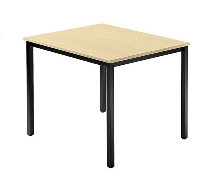 Besprechnungstisch Serie D (BxTxH) 80x80x72cm Quadratfüße 35x35mm Schwarz Tischplatte Ahorn