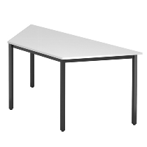 Besprechnungstisch Serie D Trapezform (BxTxH) 160x69x72cm Quadratfüße 35x35mm Schwarz Tischplatte Weiß