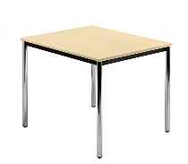 Besprechungstisch Serie D (BxTxH) 80x80x72cm Beine rund Ø40mm verchromt Tischplatte Ahorn