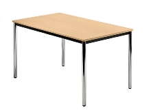 Besprechungstisch Serie D (BxTxH) 120x80x72cm Beine rund Ø40mm verchromt Tischplatte Buche