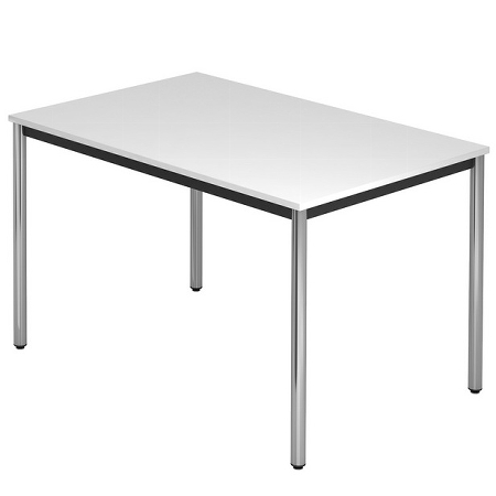Besprechungstisch Serie D Trapezform (BxTxH) 160x69x72cm Beine rund Ø40mm Schwarz Tischplatte Grau