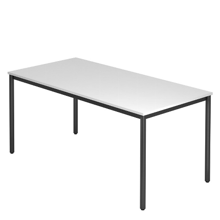 Besprechungstisch Serie D Trapezform (BxTxH) 160x69x72cm Beine rund Ø40mm verchromt Tischplatte Grau