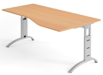 Hammerbacher Schreibtisch FS18 Freiform-Schreibtisch C-Fuß (BxTxH) 180x100/80x65-85cm Asteiche