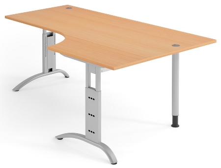 Hammerbacher Schreibtisch FS18 Freiform-Schreibtisch C-Fuß (BxTxH) 180x100/80x65-85cm Asteiche