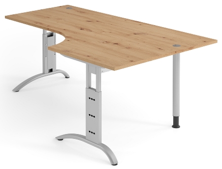 Hammerbacher Schreibtisch FS18 Freiform-Schreibtisch C-Fuß (BxTxH) 180x100/80x65-85cm Asteiche