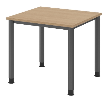 Hammerbacher Schreibtisch Serie HS12 4-Fuß Rund (BxTxH) 120 x 80 x 68,5-81cm Nussbaum/Graphit
