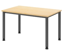 Hammerbacher Schreibtisch Serie HS12 4-Fuß Rund (BxTxH) 120 x 80 x 68,5-81cm Nussbaum/Graphit