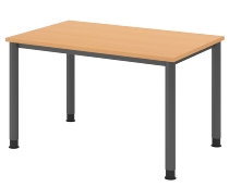 Hammerbacher Schreibtisch Serie HS12 4-Fuß Rund (BxTxH) 120 x 80 x 68,5-81cm Nussbaum/Graphit