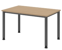 Hammerbacher Schreibtisch Serie HS12 4-Fuß Rund (BxTxH) 120 x 80 x 68,5-81cm Nussbaum/Graphit