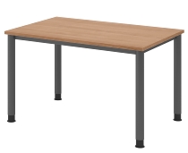 Hammerbacher Schreibtisch Serie HS12 4-Fuß Rund (BxTxH) 120 x 80 x 68,5-81cm Nussbaum/Graphit