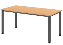 Hammerbacher Schreibtisch Serie HS12 4-Fuß Rund (BxTxH) 120 x 80 x 68,5-81cm Nussbaum/Graphit
