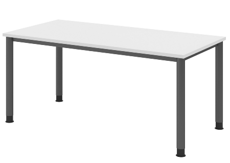 Hammerbacher Schreibtisch Serie HS12 4-Fuß Rund (BxTxH) 120 x 80 x 68,5-81cm Nussbaum/Graphit