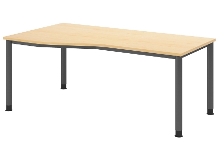 Hammerbacher Schreibtisch Serie HS12 4-Fuß Rund (BxTxH) 120 x 80 x 68,5-81cm Nussbaum/Graphit