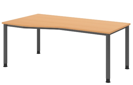 Hammerbacher Schreibtisch Serie HS12 4-Fuß Rund (BxTxH) 120 x 80 x 68,5-81cm Nussbaum/Graphit