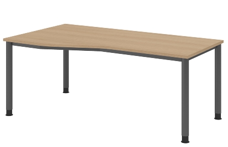 Hammerbacher Schreibtisch Serie HS12 4-Fuß Rund (BxTxH) 120 x 80 x 68,5-81cm Nussbaum/Graphit