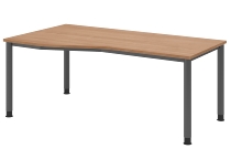 Hammerbacher Schreibtisch Serie HS12 4-Fuß Rund (BxTxH) 120 x 80 x 68,5-81cm Nussbaum/Graphit