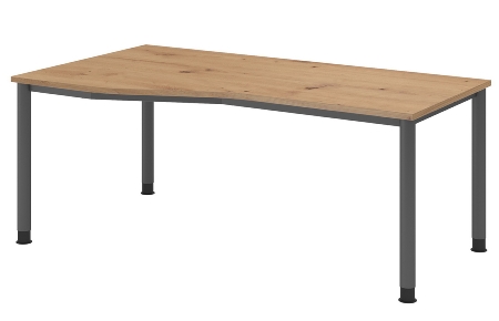 Hammerbacher Schreibtisch Serie HS12 4-Fuß Rund (BxTxH) 120 x 80 x 68,5-81cm Nussbaum/Graphit